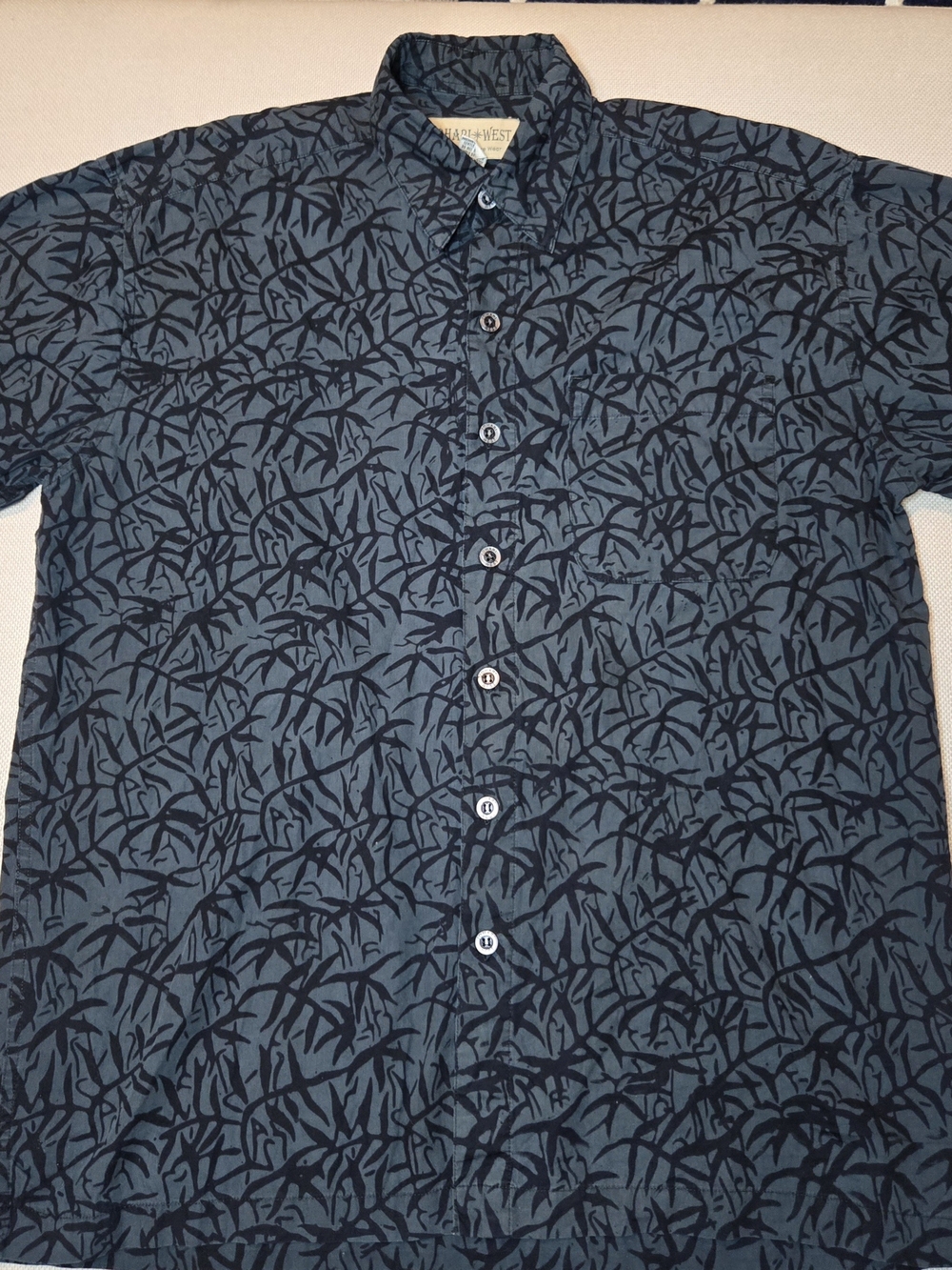 Johari West LARGE Mens Button Up Down Shirt Tropical Beach Hawaiian